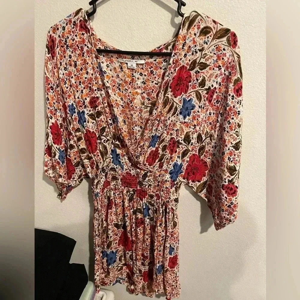 Oneill cold shoulder floral mini dress size XS - Picture 2 of 5